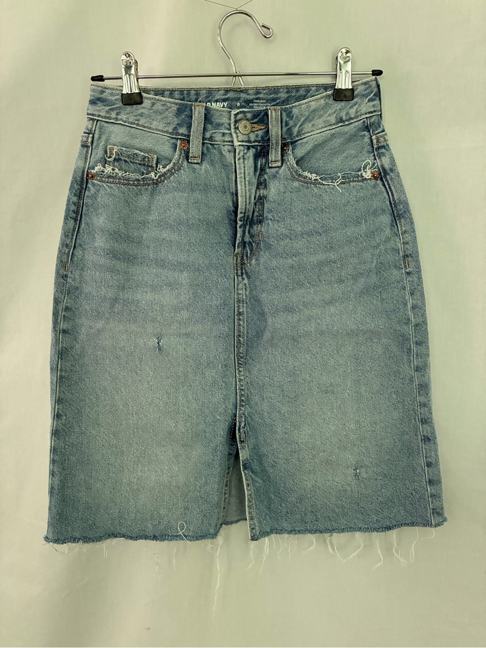 Old Navy Light Blue High-Rise Distressed Denim Skirt Size 0
